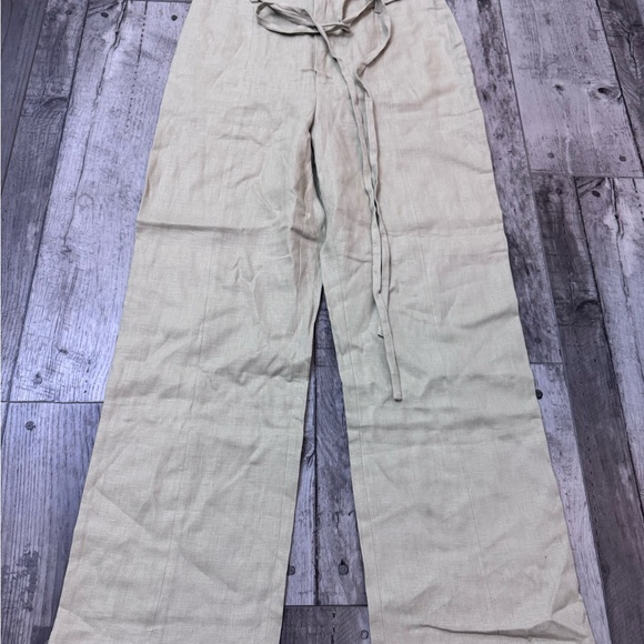 Reformation Paros Linen High Rise Cropped Pants in Oatmeal 6 Minimalist Women’s - Picture 4 of 12